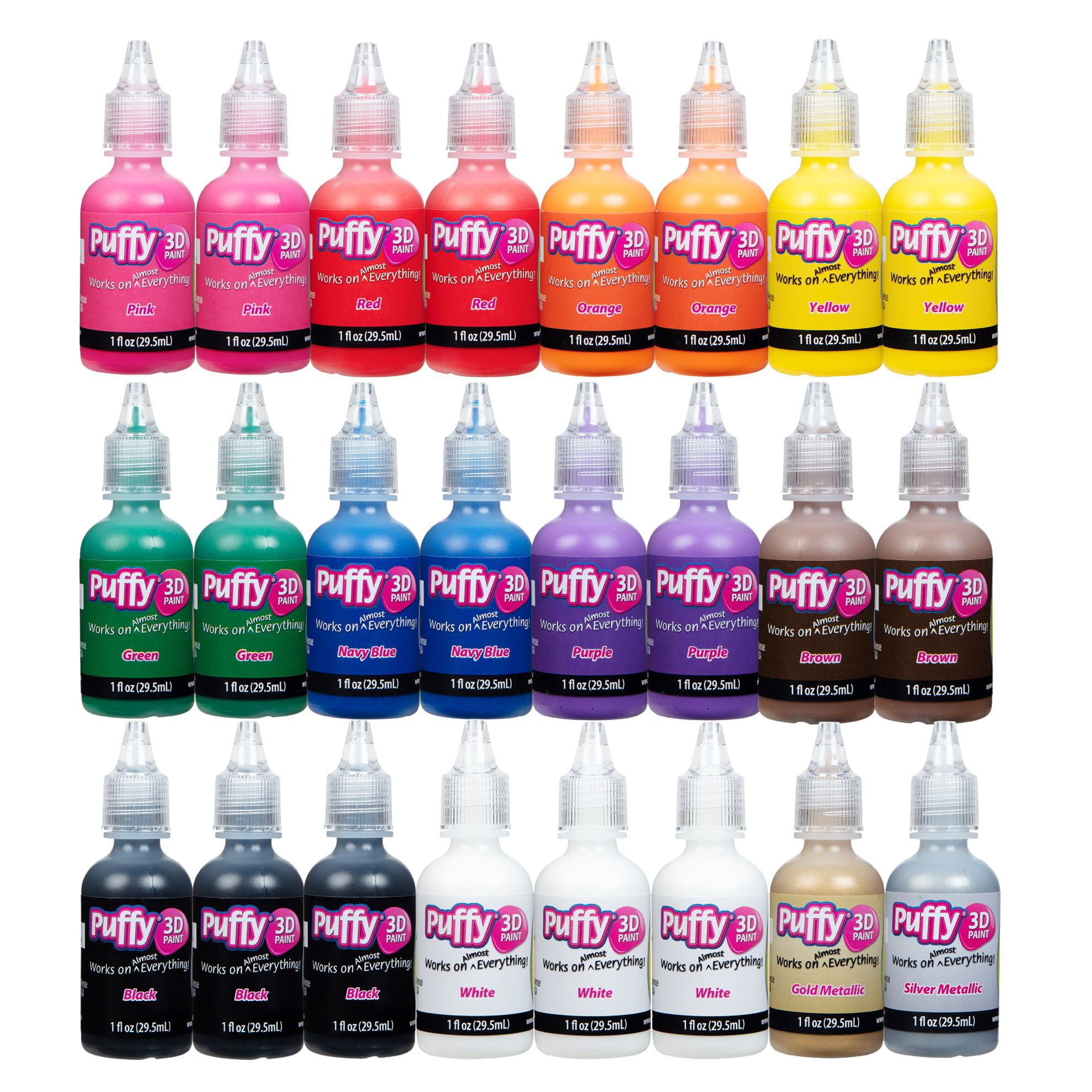 Puffy Paint Artist Pack, Multi-Surface, Permanent 3D Designs, Use on Rocks, Shirts, Shoes, and More, 24 colors