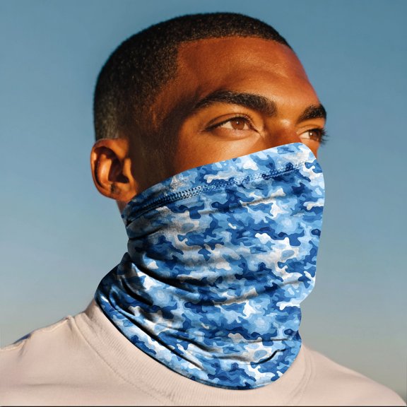 Outdoor Sunshade Cycling Mask, Thin Breathable Chiffon Face Mask Scarf, UV Protection Neck Wrap Turban for Summer, Dustproof Sun Gear, Versatile Gift(One Size,Blue)