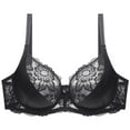 thumbnail image 4 of Sakmal Underwire Womens Bras Seamless Black Plus Size Lace Lightly Lined Bras for Ladie L, 4 of 4