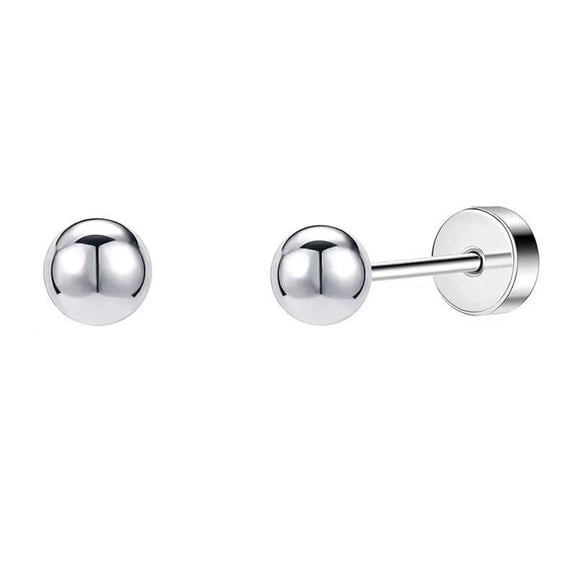 DESIGNICE Women Flat Back Ball Stud Earrings Titanium Hypoallergenic Earrings Stud for Sensitive Ears Simple Classic 3Mm-6Mm Flat Stud Earring for Tragus Cartilage Earlobe