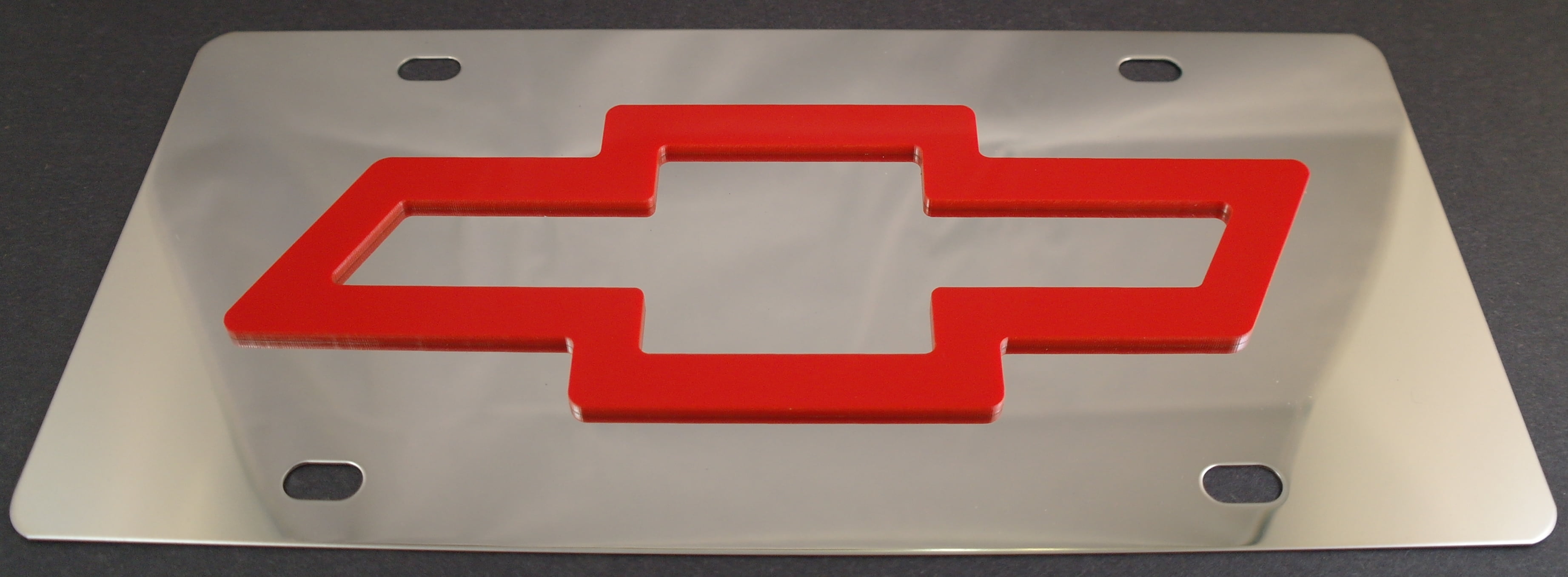 Chevrolet Red Logo Stainless Steel License Plate