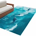 thumbnail image 2 of Welcome to Summer Washable Area Rugs 3'x5', Blue Shark Ocean Animal Watercolor Low Pile Throw Living Room Rug Non-Slip Sturdy Edge Binding Carpet for Indoor Entryway Bedside Kitchen, 2 of 9