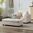 thumbnail image 2 of S-HOME Corduroy Chaise Lounge Chair with Removable Ottoman and Pillows, for Living Room and Bedroom, 2 of 18