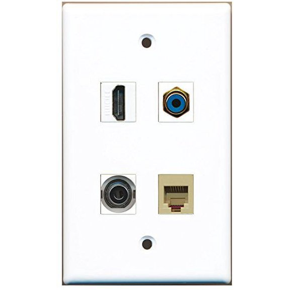 RiteAV - 1 Port HDMI 1 Port RCA Blue 1 Port Phone RJ11 RJ12 Beige 1 Port 3.5mm Wall Plate