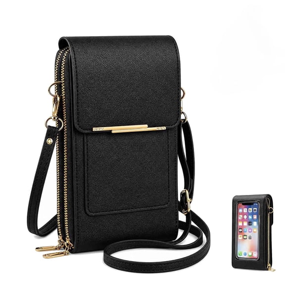 Touchscreen Phone Crossbody Bags for Women, Anti-Theft PU Leather Messenger Bag, Blocking Leather Mobile Phone Purse