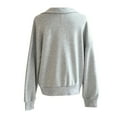 thumbnail image 6 of LIIPEE Women Sweatshirts Casual Zipper Long Sleeve Solid Color Lapel Sweatshirt Ladies Fashion Loose Fit Hoodless Sports Tops Autumn Winter Comfortable Breathable Soft Daily Pullover,Light Gray,XXL, 6 of 7