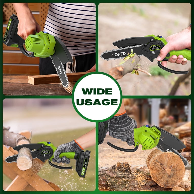 GPED Mini Chainsaw, 6 inch Portable Electric Chainsaw Cordless