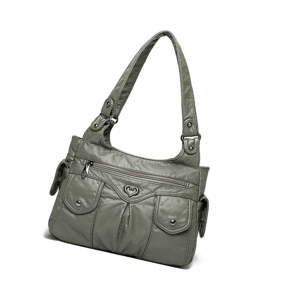 Women's Multi Pocket PU Leather Handbag with Trendy Punk Rivet Studded Styles Work Shoulder Bag for Various Occasion