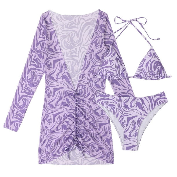 Gibobby Trajes de Baño para Mujer Bikini Sexy 2023, traje de baño para mujer, juego de Bikini estilo Push Up, traje de baño brasileño con Tanga, ropa de (Morado,G)