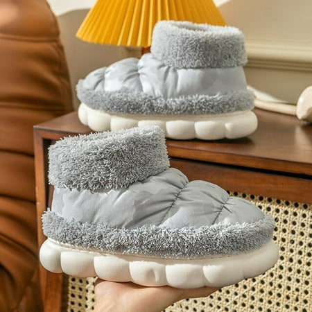 

PIKADINGNIS Winter Warm High Top Plush Slippers Women New Fashion Couple Home Cotton Shoes Leisure Snow Boots Waterproof Thick Bottom Shoes