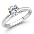 thumbnail image 2 of Gem Stone King 10K White and Yellow Gold Ring Solitaire Ring Set with Round Moissanite (0.80 Cttw, Size 9), 2 of 4