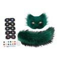 thumbnail image 1 of Conjunto con máscara y cola de zorro artificial, accesorio de cosplay para festival, carnaval, Verde, 1 of 8