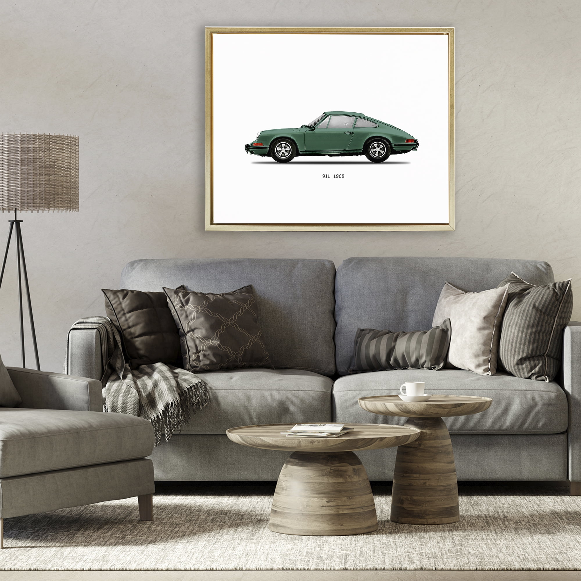 Stupell Industries Green Vintage Car Model Gold Framed Floater Canvas Wall Art, design by Mark Rogan