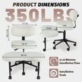 thumbnail image 4 of edx Ergonomic Cross Legged Swivel Chair with Back Support, Adjustable Height Meditation Chair, 360° Rotating Footrest, Rolling Office Floor Chair, White, 4 of 9
