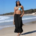 thumbnail image 5 of Women's Linen Wide Leg Pants Casual Cropped Crinkle Design with Drawstring Waist and Loose Fit Ruffled Hem Trousers for Everyday Wear Black L, 5 of 5