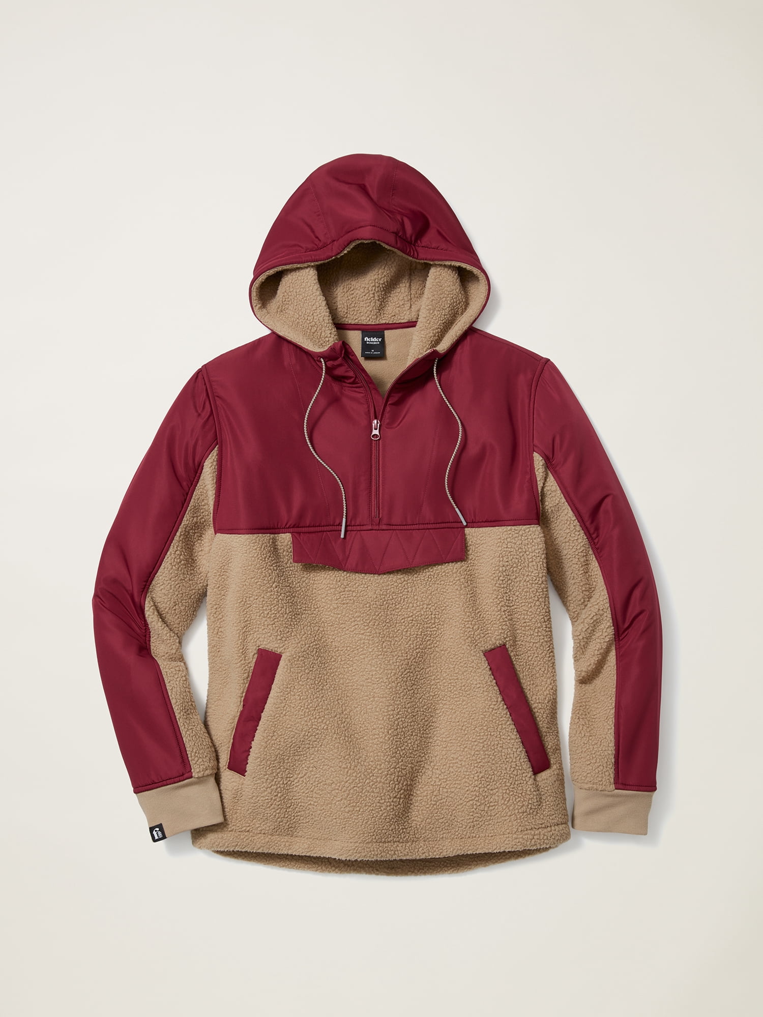 Bonobos Fielder Men's and Big Men's Mixed Media Sherpa Fleece Anorak, Up to Size 3XL