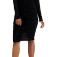 thumbnail image 3 of INC International Concepts Womens V Neck Ruched Mesh Dress Deep Black XS, 3 of 3