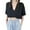 Black, variant on Ochine Women's Knit Top Crop Top Loose Fit Short Bell Sleeve Solid Color Deep V Neck Lapel Collar Ribbed Blouse Casual Sexy Fashion Tee Shirt, One Size