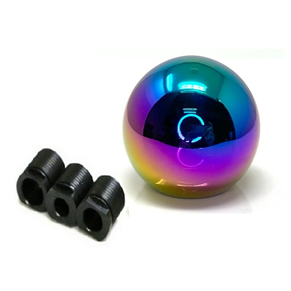 ICBEAMER Neo Chrome Aluminum Ball Style Shift Knob, Fit Automatic and 4, 5 and 6 Speed Manual Transmission Vehicles, Interior Car Gear Lever Stick Shift Handle Automotive Replacement Parts, 1 Piece