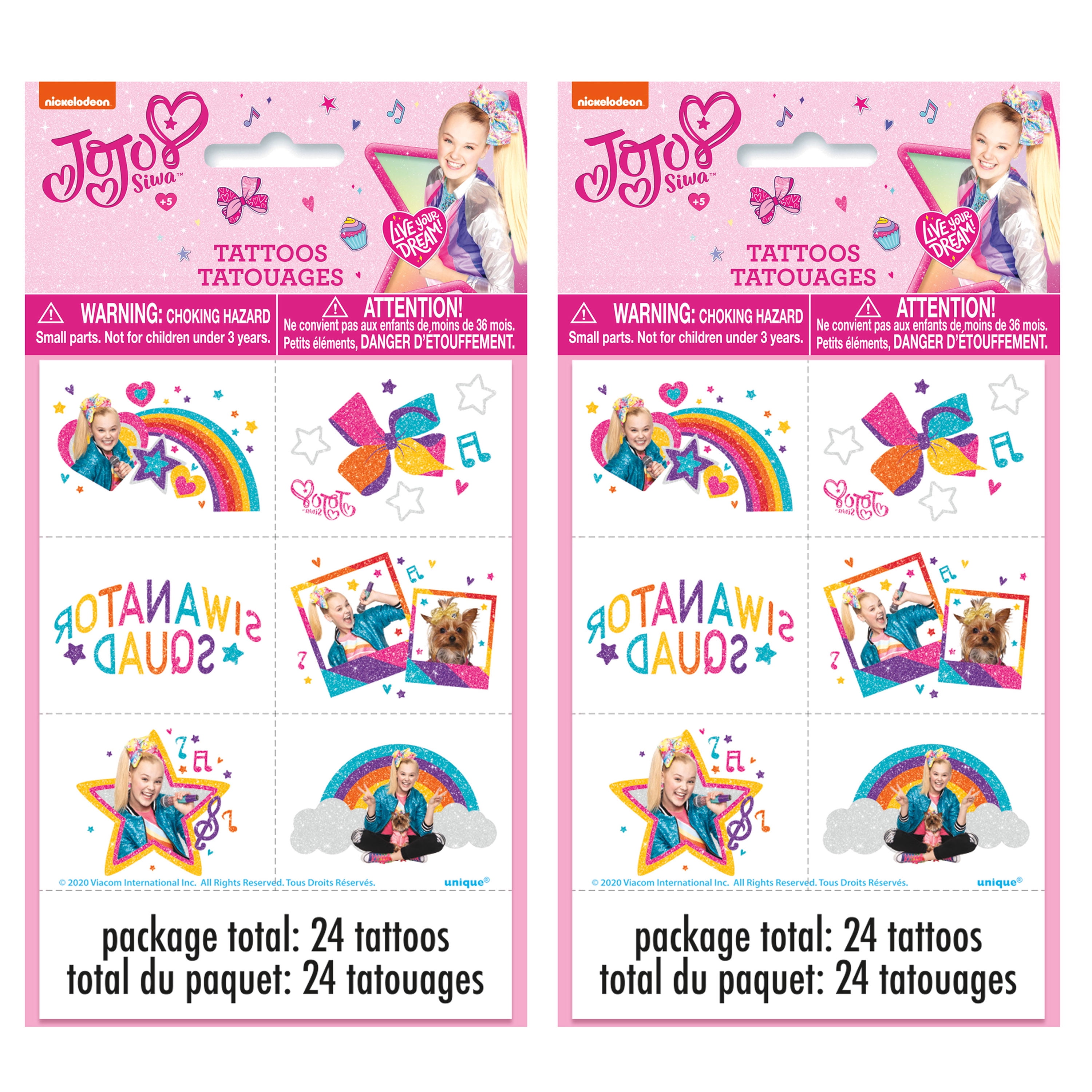 JoJo Siwa Temporary Tattoo Party Favors, 48ct