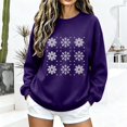 thumbnail image 2 of Jsaierl Merry Christmas Sweatshirts Womens Funny Snowflake Graphic Sweatshirt Ladies Soft Pullover Round Neck Holiday Long Sleeve Tops S-2XL, 2 of 6