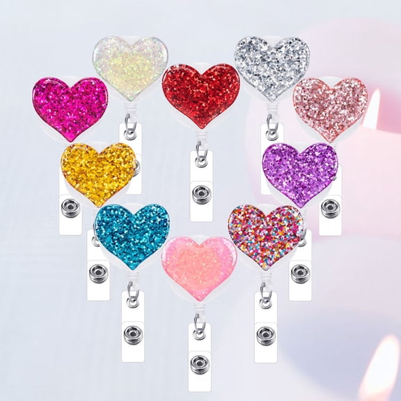 Toyvian 10Pcs Retractable Badge Clip Plastic Heart Shape ID Display for Nurses
