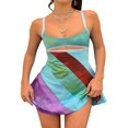 thumbnail image 2 of Robe Mini à Bretelles pour Femmes Couleur Contrastée Dos Creux Robe Ligne A Chic Tenue de Soirée Clubwear, 2 of 10