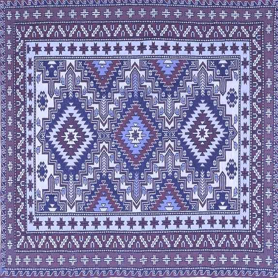 Ahgly Company Machine Washable Indoor Square Persian Blue Traditional Area Rugs, 4' Square