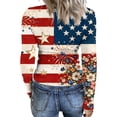 thumbnail image 6 of Iaqnaocc 250 Anniversary USA Shirt for Women Long Sleeve Vintage American Flag Floral Print Blouses Slim Fitted Fashion Tunic Tops Dressy Casual Round Neck Fall Spring T Shirts Multicolor XL, 6 of 6