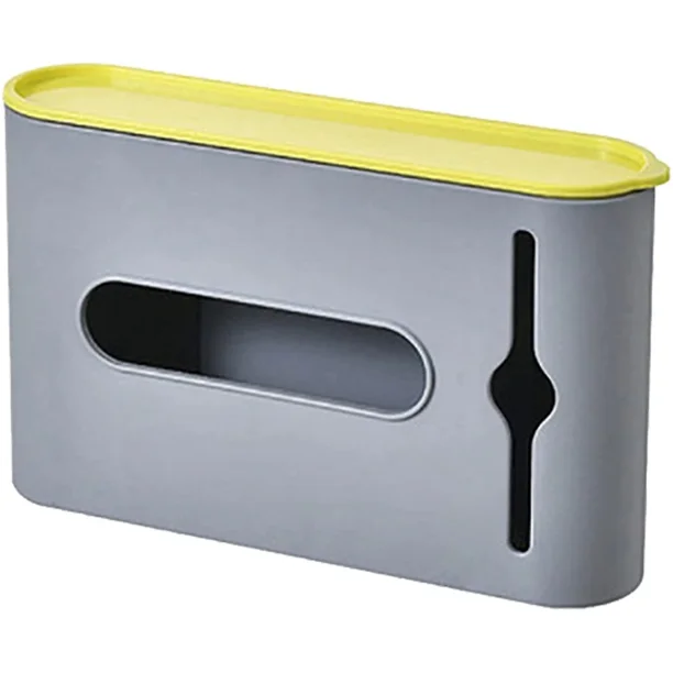 Caja de almacenamiento de bolsas de basura, sin perforaciones, soporte de almacenamiento para bolsas montadas en la pared, organizador de bolsas de basura para 5 bolsas de basura, bolsas de basura de