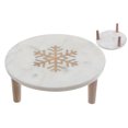 thumbnail image 1 of 3 Legs Round Marble Cake Stand With Wooden Snowflake Inlay, 1 of 4