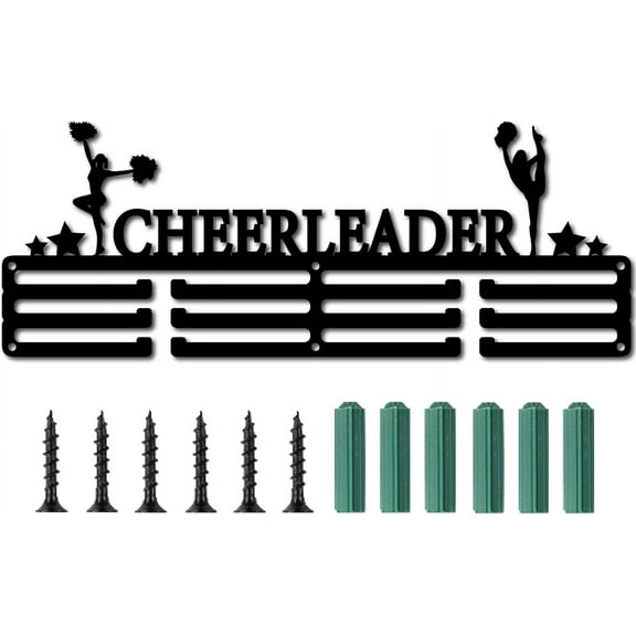 DIY Medal Holder Cheerleader Display Hanger Over 60 Medals Rack Sports Awards Metal Lanyard Holder Rack Sturdy Wall Mounted for Athletes Champions Players Gymnastics Black 15.7 x 5.9inch DIY