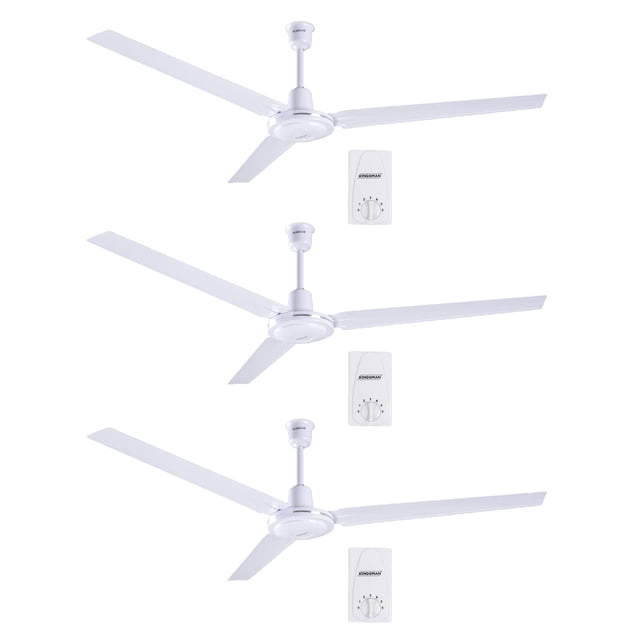 Ventilador de Techo 3Pzs 56 Pulgadas 3 Aspas de Acero 5 Vel 127V 65W Kingsman Blanco Estandar