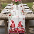 thumbnail image 4 of Red Gnomes Table Runner - 90 Inch Long Valentine Roses Love Leaves Wood Rustic Cotton and Linen Blended Dress Scarves Farmhouse Table Runner for Kitchen Dining, Coffee Table, 13" x 90", 4 of 8