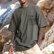 thumbnail image 1 of Tops para hombre, blusas y camisas de cuello redondo y manga corta para hombre, blusa de cuello vuelto de manga corta versátil con botones a rayas a la moda para hombre, abrigo de poliéster para hombr, 1 of 6