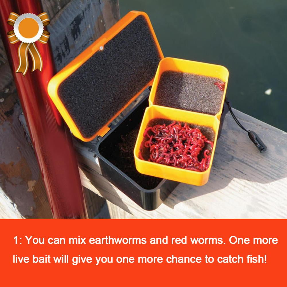 Xewsqmlo 4pcs Double-Layer Fishing Live Bait Box w/ Rope Earthworm