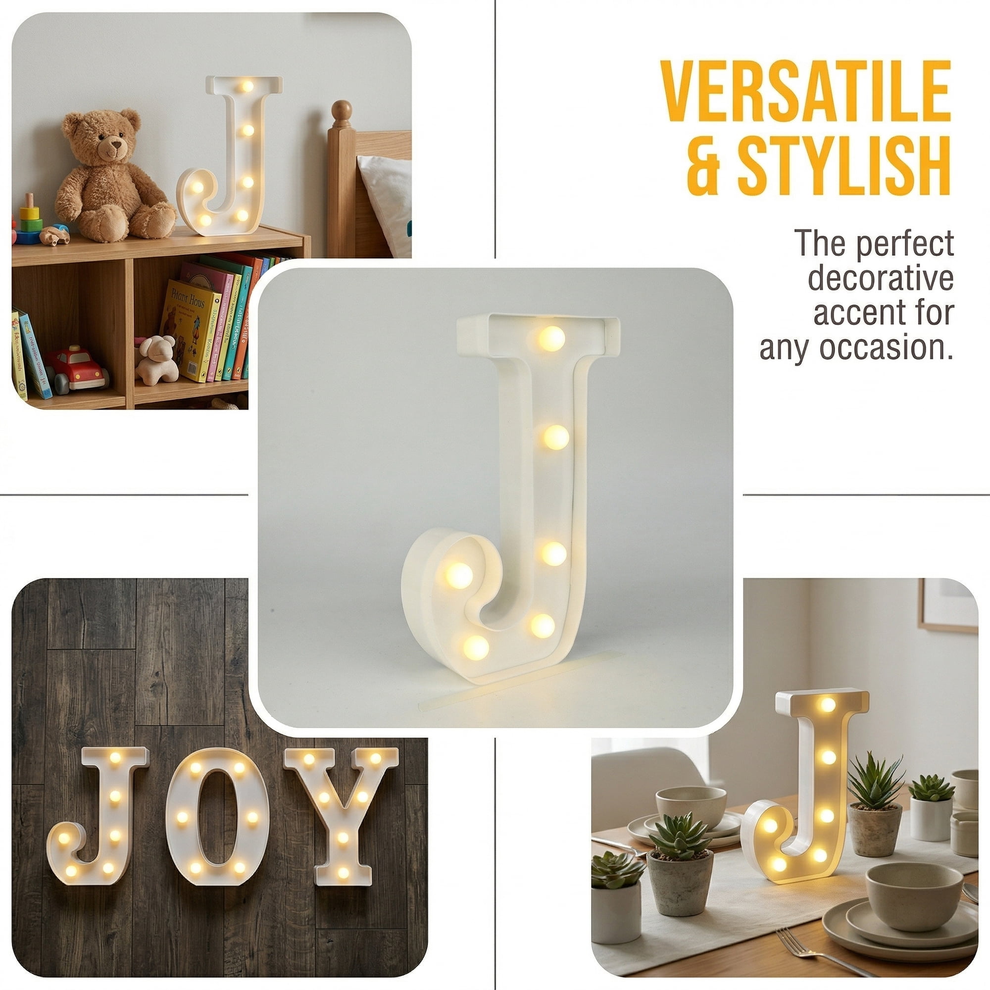 Unique Bargains Marquee Letters With Lights LED Light Up Signs Letter J 6.5"L x 1.5"W x 8.5"H