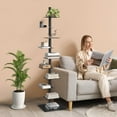 thumbnail image 3 of 9 Tier Metal Spine Bookshelf Tower, Vertical Bookshelf,Adjustable Vertical Spine Book Tower Floor,Tall Open Shelf 360 Display Storage Organizer for Study Room,Living Room,Office,Bedroom(Black), 3 of 8