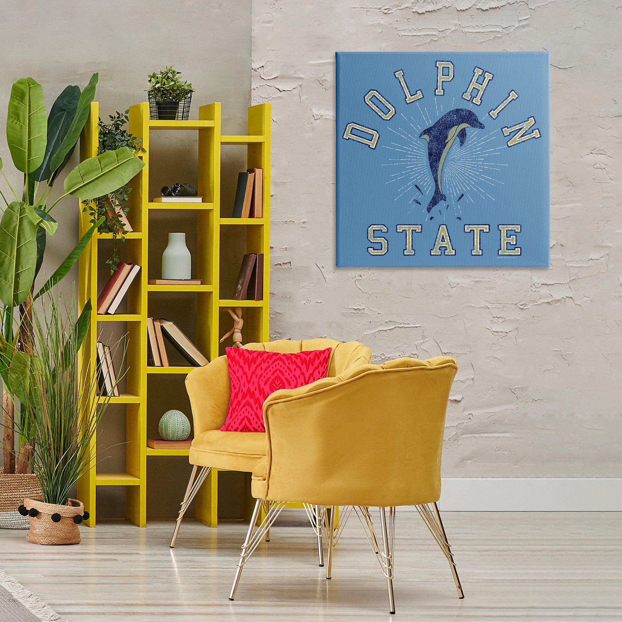 Stupell Industries Vintage Dolphin State Novelty & Humor Painting Wrapped Canvas Art Print Wall Art, 30 x 30