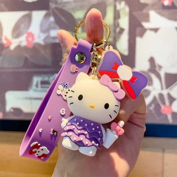 Nuevo creativo 3D PVC dibujos animados Anime llavero con anilla para llaves colgante al por mayor Linda figura de Sanrio vestir llavero de Hello Kitty regalos