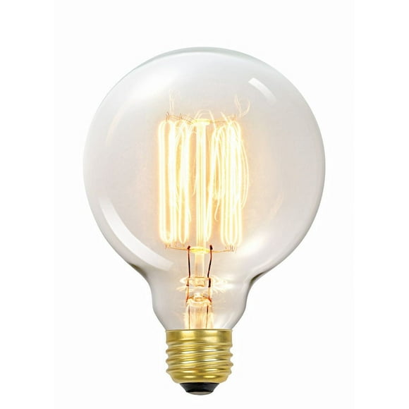 Ampoule incandescente avec un filament en tungstène de Globe Electric, Vintage Edison G30, 60 watts, 01320