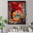 thumbnail image 4 of Colorful Autumn Trees Window View Canvas Print, Modern Landscape Art, Ready to hang Wall Decor, 4 of 8