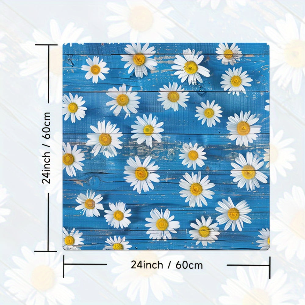 1pc, Dish Drying Pad, Spring Theme Daisy Pattern Washing Machine Dust Cover Mat, Countertop Absorbent Pad, Washstand Drain Mat, Washstand Cup Mat, Kitchen Accessories, Bathroom Accessories