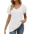 thumbnail image 2 of Clearance Clothes under Women's Fashion Casual Solid Color Buttons Comfortable Short Sleeve Sweatshirt Tops Blouse, 2 of 5