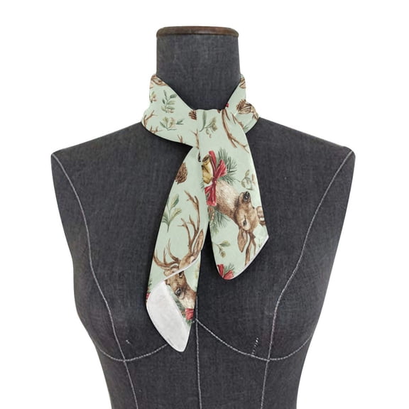 Square Scarf 24x24 Inch Watercolor Reindeer Pattern Silky Satin Sun Protection Neck Scarf for Women Multi-Purpose Head Wrap Bandana for Hair Bag Decoration