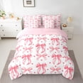 thumbnail image 2 of jejeloiu Cute Bowtie Loves 7pcs Bedding Comforter Set,White Pink Queen Bedding Sets For Girls Kids Reversible, 2 of 8