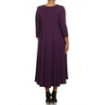thumbnail image 4 of Women's Casual Plus Size Loose Fit 3/4 Sleeve Jersey Knit A-Line Solid Midi Dress, 4 of 4