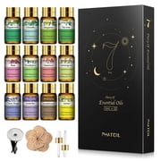 PHATOIL 12pcs Essential Oils Set For Diffusers, Aromatherapy Oils for Humidifiers, Aromatherapy, Candle Making Scents, Home Products, Peppermint, Tea Tree, Lavender, Eucalyptus, Lemongrass (5mL)