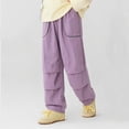 thumbnail image 4 of zbxnLI Kids Cargo Pants Elastic Waist Wide Leg Casual Sports Pants Thin Loose Fashion Trousers with Pockets for Boys Girls, 4 of 7