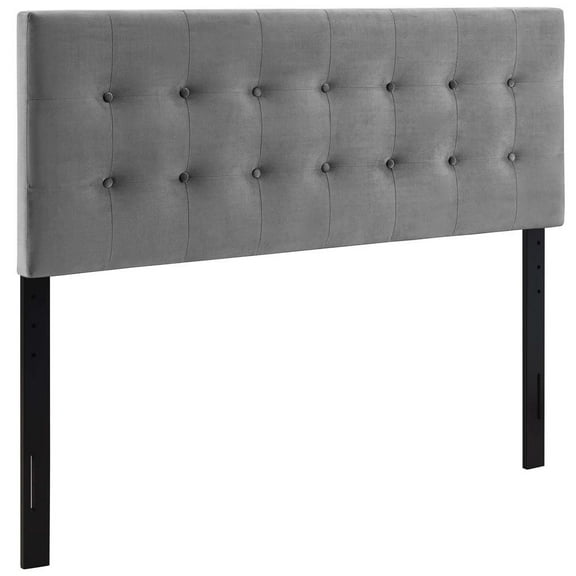 Modway Emily Queen Biscuit Tufted Performance Velvet Headboard in Gray